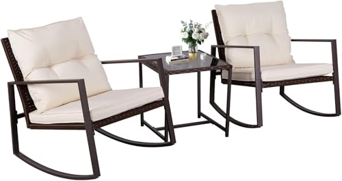 SUNCROWN außen 3piece rocking wicker bistro set: korbmöbel zwei stühle braun SUNCROWN außen 3piece rocking wicker bistro set: korbmöbel zwei stühle braun von SUNCROWN