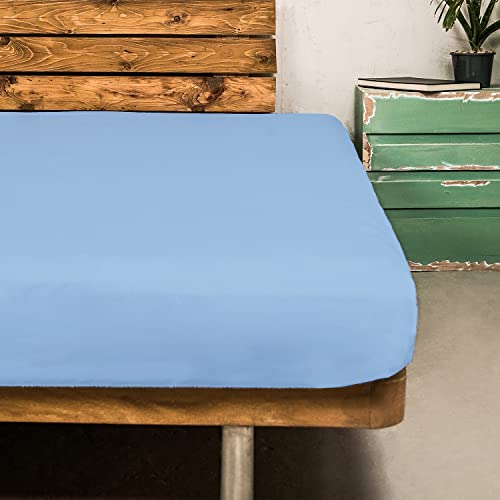 SUNDAY HOME Jersey Spannbettlaken, 100% Baumwolle, Bis 38 cm Tiefe Tasche, Hellblau 160x200 cm -170x200 cm Spannbettlaken - Oeko-TEX® Zertifiziert von SUNDAY HOME