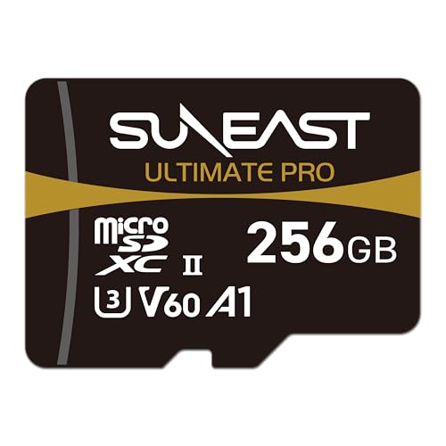 SUNEAST Ultimative Pro V60 A1 C10 UHS-II MicroSDXC-Speicherkarte, 256 GB, Lesen: 280 MB/s, Schreiben: 180 MB/s für 4K-Video/Action-Kameras/Drohnen von SUNEAST