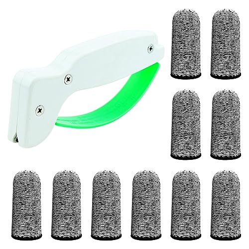 11pcs/Set Messerschärfer, Outdoor Portable Messerschärfer Handheld Schere für Haus, Garten und Küchenmesser Arbeitsschere mit Fingerschutzhaube(White) von SUNERLORY