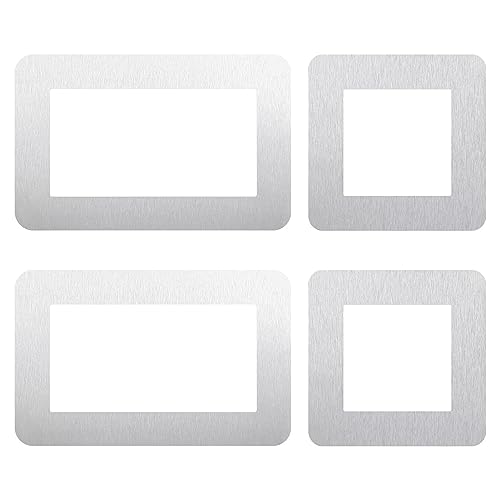 4pcs Aluminiumrahmen für Lichtschalter, selbstklebender Wandschutz-Lichtschalter umgeben einfache Lichtschalter-Abdeckplatten-Rahmen für Wohndekoration(Silber) von SUNERLORY