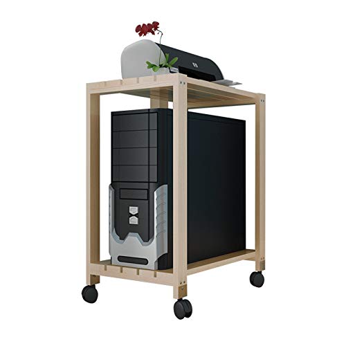 PC Halterung Mobile CPU Halter Hölzerner Lagergestell 2-Tier-CPU-Rollständer-Desktop-Turm-Gehäuse-Ständerwagen mit Verriegelungsrädern for Büro-Zuhause CPU Ständer (Size : L) von SUNESA