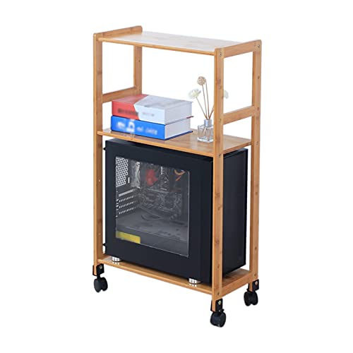 SUNESA PC Halterung Handy, Mobiltelefon Pc. Turmstand Multilayer. Zentralprozessor Stand-Cart, mit 4 Caster-Walzfeldern Holz-Desktop-Bodenständer mit Belüftung CPU Ständer von SUNESA
