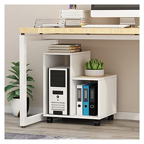 SUNESA PC Halterung Hölzerne CPU-Halter Lagerregal unter dem Schreibtisch-Desktop-CPU-Gehäuse-Walzständer Abnehmbarer PC-Host-Bodenständer mit 4 Caster-Rädern CPU Ständer (Color : Wit) von SUNESA