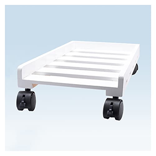 SUNESA PC Halterung Hölzerne CPU-Halter-PC-Case-Turm-Ständer mit Verriegelungs-Caster-Rädern CPU-Wirt-Bodenständer mit Schutzblende und unterer Hohldesign CPU Ständer (Color : Wit) von SUNESA