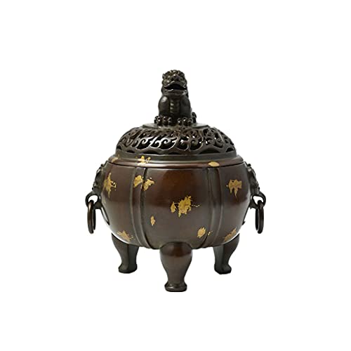 SUNESA Räucherstäbchenhalter Kupfer Weihrauchbrenner Retro Dreibeiner Herd Imitation Lion Cover Haushalt Weihrauchstift Aroma Sandelholz Weihrauchbrenner Räucherstäbchen Halter von SUNESA