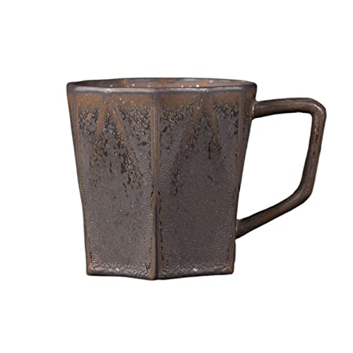 SUNESA Tasse Becher Alte Vintage Tasse Einfache Kaffeetasse Handgemachte grobe Keramik Trinkbecher 400ML Frühstückstasse mit großem Fassungsvermögen Kaffeetassen (Color : C) von SUNESA