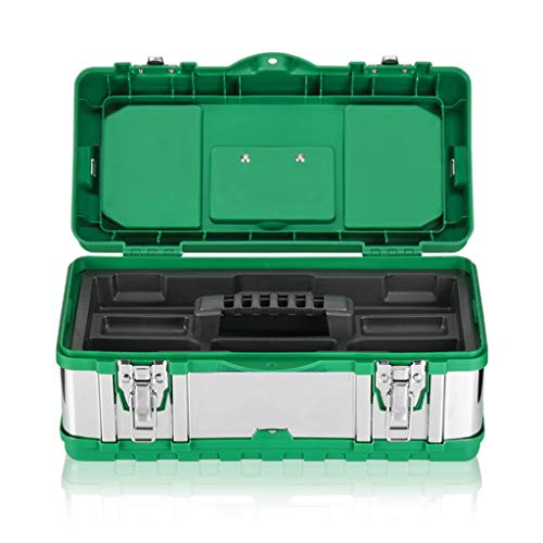 Werkzeugbox Werkzeugkoffer Edelstahl-Werkzeugkasten Tragbarer Multifunktions-Aufbewahrungsbehälter for Reparaturwerkzeuge mit separatem Zubehörkasten und Werkzeugablage Werkzeugkiste (Size : 14 inche von SUNESA