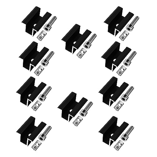 Sunex 10 St. Mittelklemme Endklemme Photovoltaik Befestigungssystem Modulklemmen für Modulhöhe Solarmodul Klemme zur Montage von Aluminiumprofilen Solarpanelen (10 St. Mittelklemme Schwarz 40mm) von SUNEX