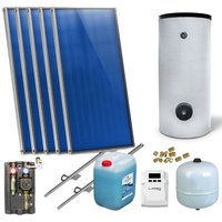Sunex - Flachkollektoren Warmwasser Solarpaket 5 Kollektoren Speicher Flachkollektor von SUNEX