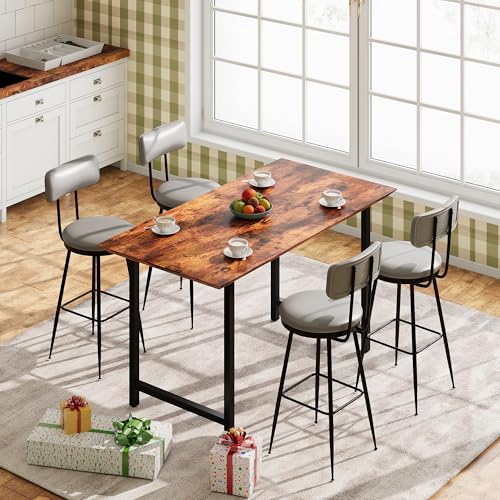 Barhocker,Hocker mit Rückenlehne und Fußstütze für Bartisch,gepolsterter Sitz, Kunstleder mit Nähten, hohe Barhocker, für Küche, Theke (4, Dunkelgrau) von SUNFECILI