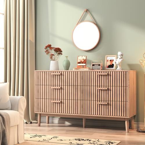 Kommode mit 4 Schubladen,Schlafzimmerkommode mit Holz, Aufbewahrungsschrank mit Schubladen, Aufbewahrungsmöbel aus Holz, Sideboard Schrank Schminktisch,60 x 34 x 91 cm (Kommode mit sechs Schubladen) von SUNFECILI
