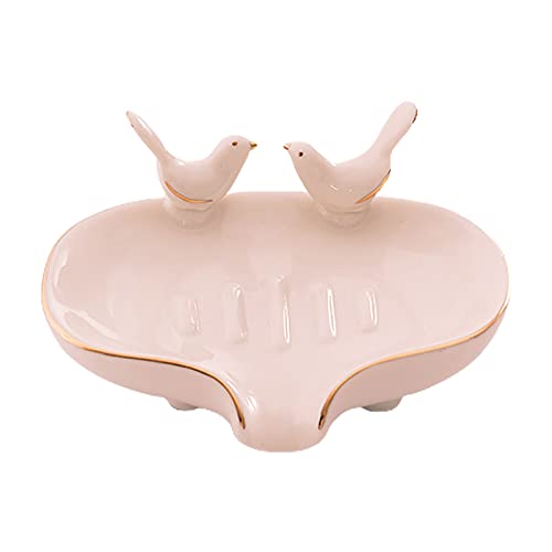Mini-Seifenschale, Keramik-Seifenschale mit Ablauf, Seifenschale, Seifenschale, Kleiner Organizer-Behälter, Seifenteller-Behälter für das Badezimmer Im Hotel, Zuhause(Rosa) von SUNFECILI