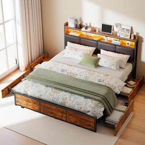 Polsterbett mit Stauraum,LED-Beleuchtung und USB-Anschlüssen,Doppelbett mit praktischen Hydraulikmechanismus für optimalen Platz,Jugendbett mit Lattenrost,PU-Leder,Schwarz (Schwarz-d, 140×200cm) von SUNFECILI
