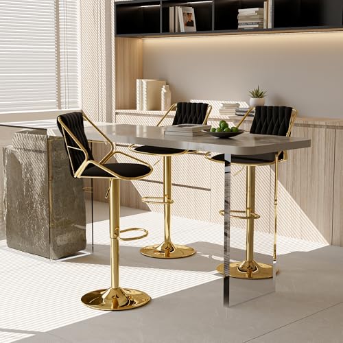 SUNFECILI Barhocker 2er Set höhenverstellbar,Barstuhl 360° drehbar, Küchenstühle mit Rückenlehne und Fußstütze, Thekenstuhl mit niedriger Rückenlehne für Küche, Insel, Theke, Bar von SUNFECILI