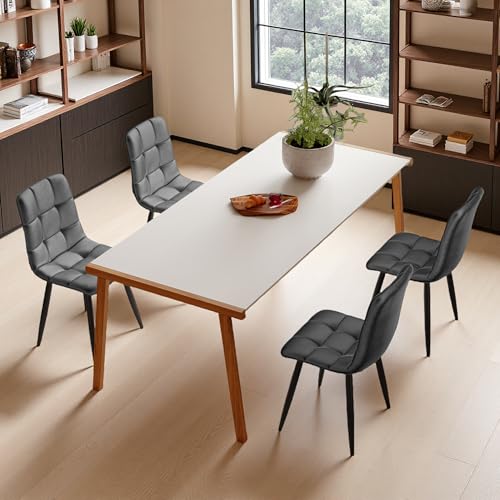 SUNFECILI Esszimmerstühle (4er-Set),4 gepolsterte Design-Stühle mit Rückenlehne,Sitzfläche aus Samt,Metallgestell,Ideal für Esszimmer und Wohnzimmer (Grau) von SUNFECILI