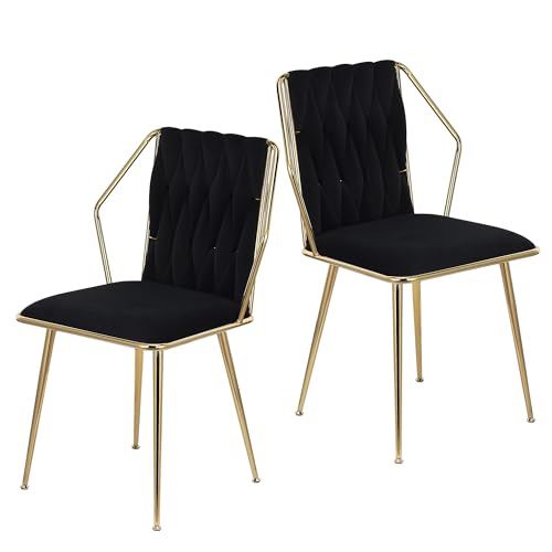 SUNFECILI Esszimmerstühle 2er Set, Moderne Esszimmerstühle Samt, Esszimmerhocker, gepolsterter Sitz, Frühstücksstühle mit Samtgewebe, Stuhl mit Rückenlehne Gestell aus Metall für Küche von SUNFECILI