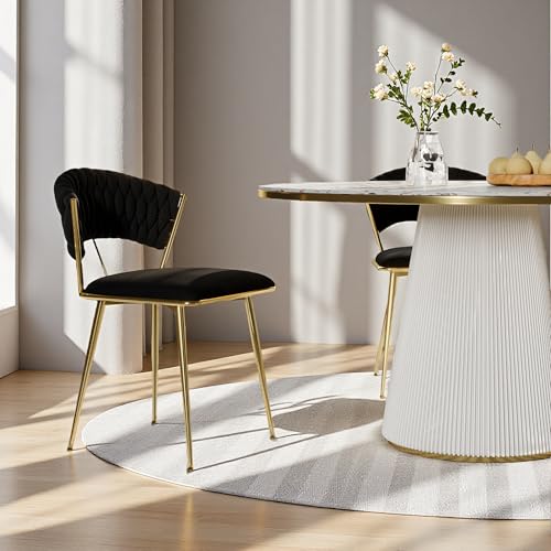 SUNFECILI Esszimmerstühle 2er Set, Moderner Samt Akzentstuhlmit hohlem Rückendesign, Polsterstuhl Mit Armlehne und stabilen vergoldetem Metallbeine, Küchenstühle, Wohnzimmerstühle, Schwarz SUNFECILI Esszimmerstühle 2er Set, Moderner Samt Akzentstuhlmit hohlem Rückendesign, Polsterstuhl Mit Armlehne und stabilen vergoldetem Metallbeine, Küchenstühle, Wohnzimmerstühle, Schwarz von SUNFECILI