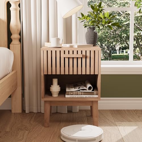 SUNFECILI Holz-Sideboard mit 2 Schubladen und Doppeltür, freistehend Küchenschrank,Holz Buffetschrank mit Arbeitsplatte Aufbewahrungsschrankfür Wohnzimmer, Esszimmer, Flur (2 Nachttisch) von SUNFECILI
