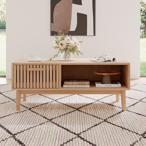 SUNFECILI Holz-Sideboard mit 2 Schubladen und Doppeltür, freistehend Küchenschrank,Holz Buffetschrank mit Arbeitsplatte Aufbewahrungsschrankfür Wohnzimmer, Esszimmer, Flur (Couchtisch) von SUNFECILI