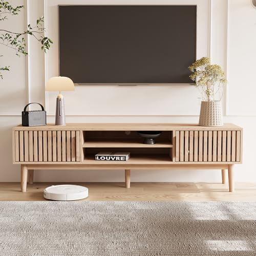SUNFECILI Holz-Sideboard mit 2 Schubladen und Doppeltür, freistehend Küchenschrank,Holz Buffetschrank mit Arbeitsplatte Aufbewahrungsschrankfür Wohnzimmer, Esszimmer, Flur (TV-Ständer) von SUNFECILI