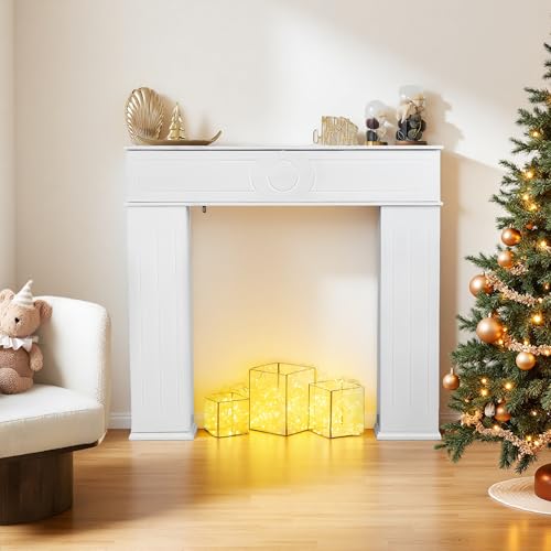 SUNFECILI Kaminschrank mit Geheimfach und praktischen Stauraum,Lackierter dreitüriger Kaminschrank aus Holz für Wohnzimmer, Büro oder Schlafzimmer, Weiß von SUNFECILI
