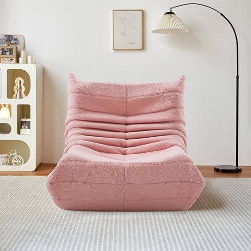 SUNFECILI Sitzsack Sofa Bodensofa mit Rückenlehne,Bequem Lazy Sofa,Riesen Sitzsäcke Erwachsene, Lesesessel Bean Bag Chair für Schlafzimmer, Wohnzimmer(Rosa) von SUNFECILI