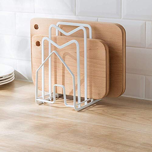 SUNFICON Schneidebrett-Rack, Topfpfannendeckel-Halter für Küchenschränke Schneidebrett-Organizer Ständer Halter weiß von SUNFICON