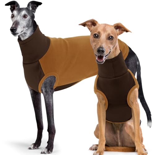 SUNFURA Fleece-Hundepullover – Stretch-Hundepullover für große Hunde, Pitbull Rollkragenpullover für Weihnachten, weiches Sweatshirt, Schlafanzug für Herbst, Winter, drinnen und draußen, Braun, Größe von SUNFURA
