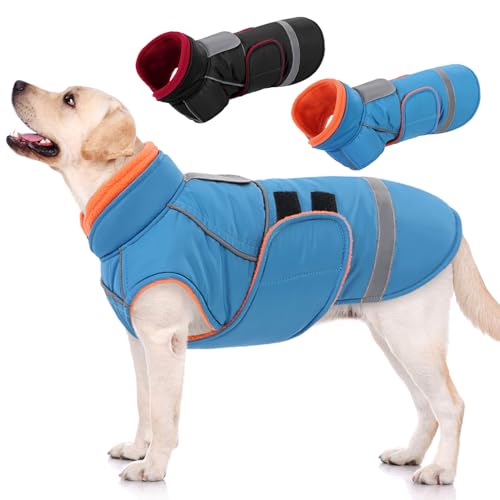 SUNFURA Großer Hundemantel, Hundejacke für den Winter, warmer Haustier-Wintermantel für kaltes Wetter, dicke Fleecejacke für große Hunde, Mops, Französische Bulldogge, Pitbull, Türkis, Größe XL SUNFURA Großer Hundemantel, Hundejacke für den Winter, warmer Haustier-Wintermantel für kaltes Wetter, dicke Fleecejacke für große Hunde, Mops, Französische Bulldogge, Pitbull, Türkis, Größe XL von SUNFURA