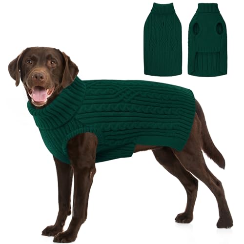SUNFURA Hundepullover, Hundepullover für extra große Hunde, Mädchen, Jungen, Haustier-Weihnachtspullover, Strickwaren für Herbst und Winter, Strick-Sweatshirt für Golden Retriever, Weiner, Dogge, Grün von SUNFURA