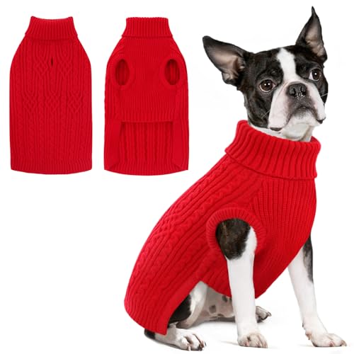 SUNFURA Hundepullover für große Hunde, großer Hundepullover für Weihnachten, warmer Winterherbst, Haustierpullover für Hunde, Mädchen, Jungen, Rollkragen-Sweatshirt für Corgi, Französische Bulldogge von SUNFURA