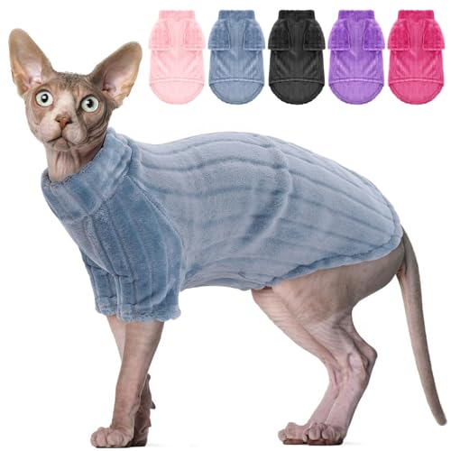 SUNFURA Katzenpullover, warmer und weicher Fleecepullover mit Ärmeln, Rollkragenpullover für Herbst und Winter, Blau, Größe L von SUNFURA
