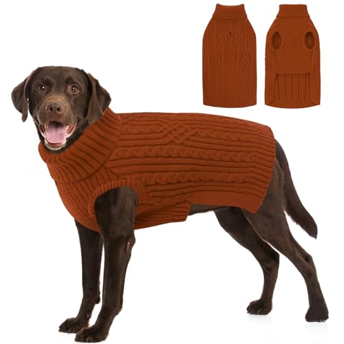 SUNFURA XL Hundepullover, warmer Hundepullover für große Hunde, Jungen und Mädchen, weicher Weihnachtspullover für Herbst und Winter, einfarbig, Haustier-Strickwaren für Pitbull, Labrador Retriever von SUNFURA