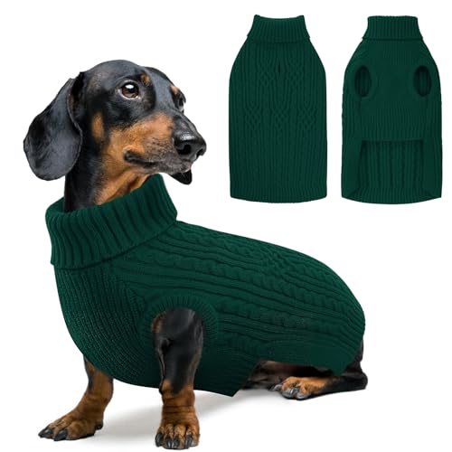 SUNFURA XS Hundepullover, Welpenpullover für kleine Hunde, Mädchen, Jungen, Weihnachtspullover mit Rollkragen, Kintwear, Thanksgiving-Strick-Sweatshirt, warme Chihuahua-Kleidung für Herbst und Winter von SUNFURA