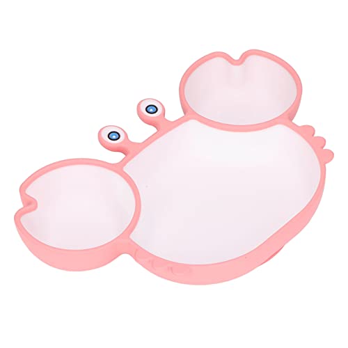 Krabbenförmige Silikon-Baby-Saugplatte, geteilte Platte, einfache Schöpfplatte mit Saugnapf, passend für die meisten Tische, Hochstühle Rosa von SUNGOOYUE