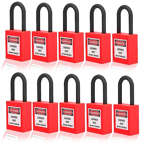 Lockout Lock 38 Mm, 10 Sets Lockout Tagout Vorhängeschloss Sicherheitswerkzeug Elektrische Sicherheitsvorhängeschlösser für Fabriken (Rot) von SUNGOOYUE
