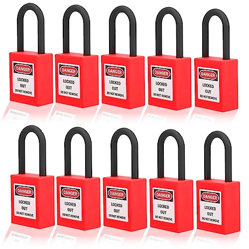 Lockout Lock 38mm, 10 Sets Lockout Tagout Vorhängeschloss Sicherheitswerkzeug Elektrische Sicherheitsvorhängeschlösser für Fabriken (Rot) von SUNGOOYUE