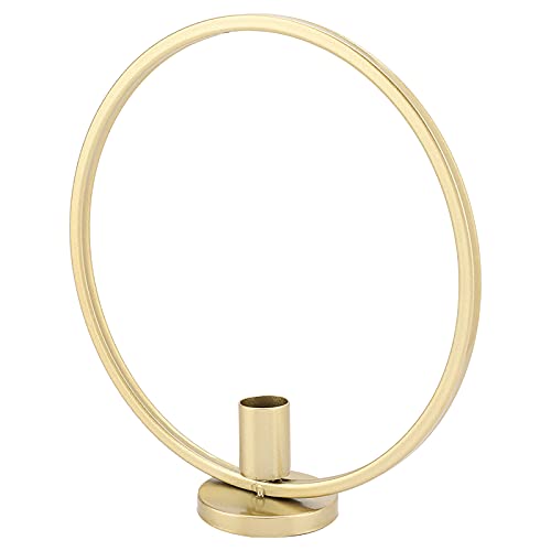 Runder Kreisförmiger Eisen-Kerzenständer Zum Basteln, Schreibtisch-Kerzenhalter, Kerzenlicht-Dinner, Heimdekoration, Metall, Schwarzgold, 29 cm, 223 G (Goldene Runde 29CM) von SUNGOOYUE