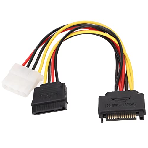 SUNGOOYUE 15pin Männlich Bis 4 Pin Kurzes Stromkabel für den Entsprechenden Computerfall für Weibliche Verlängerungskabel, eine Unzureichende Stromschnittstelle oder Enge Verbindungen Ideales ABS von SUNGOOYUE