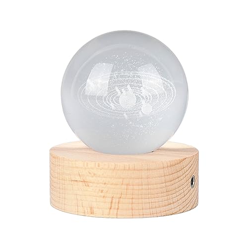 SUNGOOYUE 3D-Kristallkugel, Leuchtende, Klare Skulptur, Nachtlicht, Miniatur-Skulptur, Kugel, Astronomie, für Schreibtisch, Schlafzimmer (Sonnensystem Kristallkugel) von SUNGOOYUE