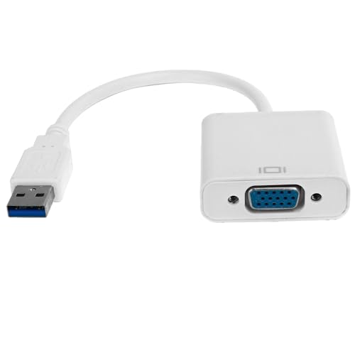 SUNGOOYUE High Definition USB3.0 Bis VGA-Adapterkabel für Multidisplay-Lösungen, PC-Laptop 10, Projektor, Bürogebrauch (White) von SUNGOOYUE