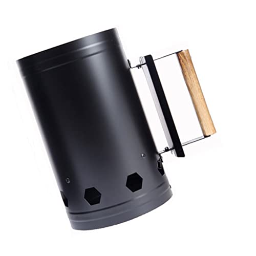 SUNGOOYUE Hitzebeständiger Holzkohleschornsteinstarter mit Holzgriff für Sichere Grills Im Freien (Black) von SUNGOOYUE