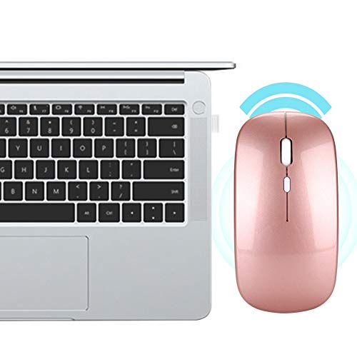 SUNGOOYUE M80 2,4 G Kabellose, Wiederaufladbare, Leise Maus, Ergonomisch, für PC, Laptops, Tablets (Roségold) von SUNGOOYUE