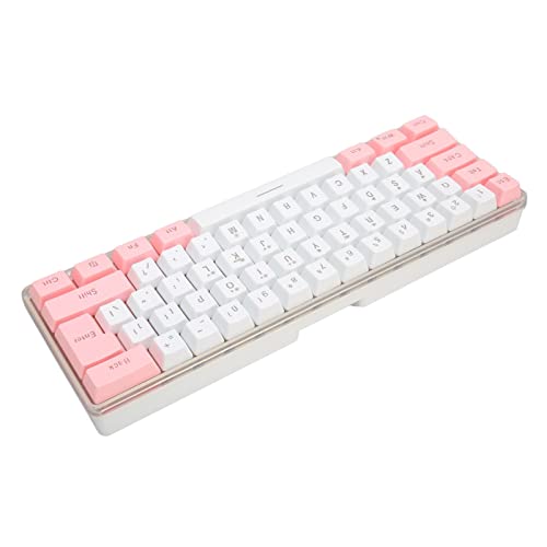 SUNGOOYUE RGB-Licht-Gaming-Tastatur, USB, 61 Tasten, Mechanisch, Büro, Spiele, Kontrastfarbe, Kabelgebundene Tastatur (Weiß Rosa) von SUNGOOYUE