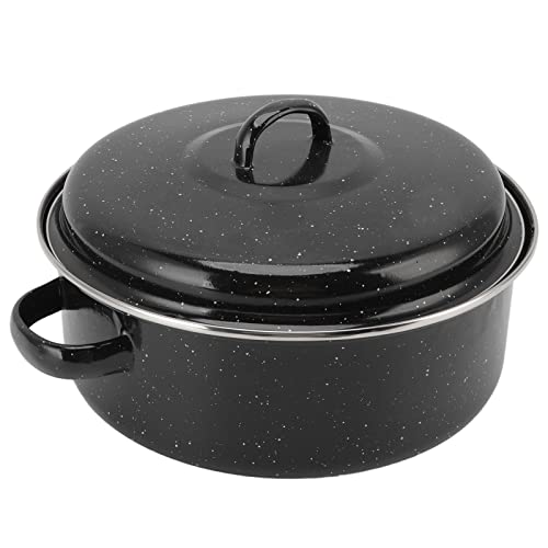 SUNGOOYUE Schwarz Gesprenkelte Finish Nicht -Stick -Bratpfanne für Süßkartoffeln mit Deckel, Haushaltsgrilltopf für Ofenkochen Emaille Iron Edelstahl Heimküche Outdoor (Eisenhülle 26CM) von SUNGOOYUE