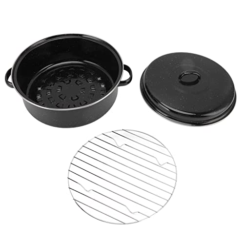 SUNGOOYUE Schwarz Gesprenkelte Finish Nicht -Stick -Bratpfanne für Süßkartoffeln mit Deckel, Haushaltsgrilltopf für Ofenkochen Emaille Iron Edelstahl Heimküche Outdoor (Eisenhülle 28CM) von SUNGOOYUE