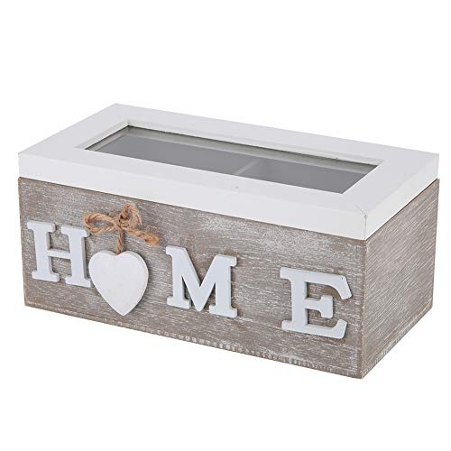 SUNGOOYUE Teebeutel Schmuck Organizer Aufbewahrungsbox Acryl Deckel Geteilte Fächer für Home Office Holzmaterial Teeliebhaber (2 Fächer) von SUNGOOYUE