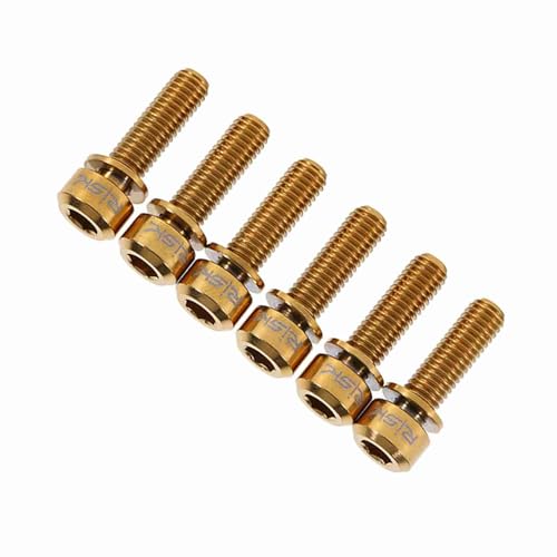 SUNGOOYUE Titan -Fahrradstammschrauben -Set 6PCS M5 X 18 Mm Schrauben mit Unterlegscheiben, Hohe Festigkeit und Stabil für Straßenrad (Gold) von SUNGOOYUE