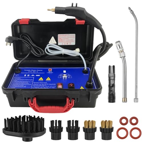 SUNGOOYUE Tragbarer Dampfreiniger, Voice Broadcast Multi Pinsel 3 Getriebe Verstellbare Kalt-/Warmwasserdampfreiniger mit Mini -Taschenlampe, für Küchen, Sprachträger, Mehrere Pinsel (UK-Stecker) von SUNGOOYUE